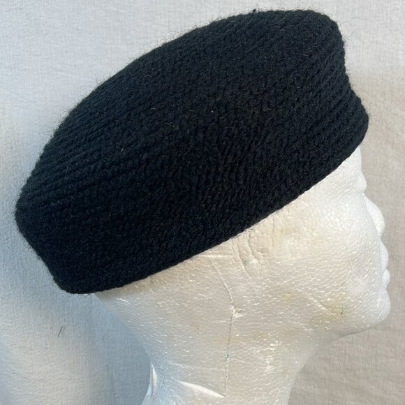 Vintage Pillbox Hat Navy Blue Grosgrain Military Vibe Button with Ribbon Everitt - Picture 5 of 8